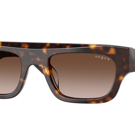 Vogue VO5694SU Rectangle Sunglasses  W65613-Dark Havana 51-140-20 - Color Map Brown