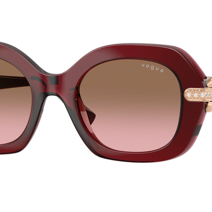 Vogue VO5706SB Irregular Sunglasses  328614-Transparent Bordeaux 50-140-21 - Color Map Red