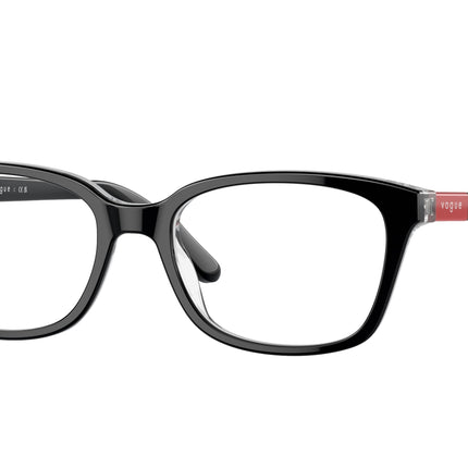 VOGUE JUNIOR OPHTHAL VY2001 Square Eyeglasses  2853-Top Black/Crystal 49-130-16 - Color Map Black