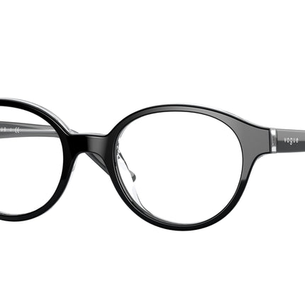 VOGUE JUNIOR OPHTHAL VY2005 Oval Eyeglasses  W827-Top Black On Transparent 43-125-17 - Color Map Black