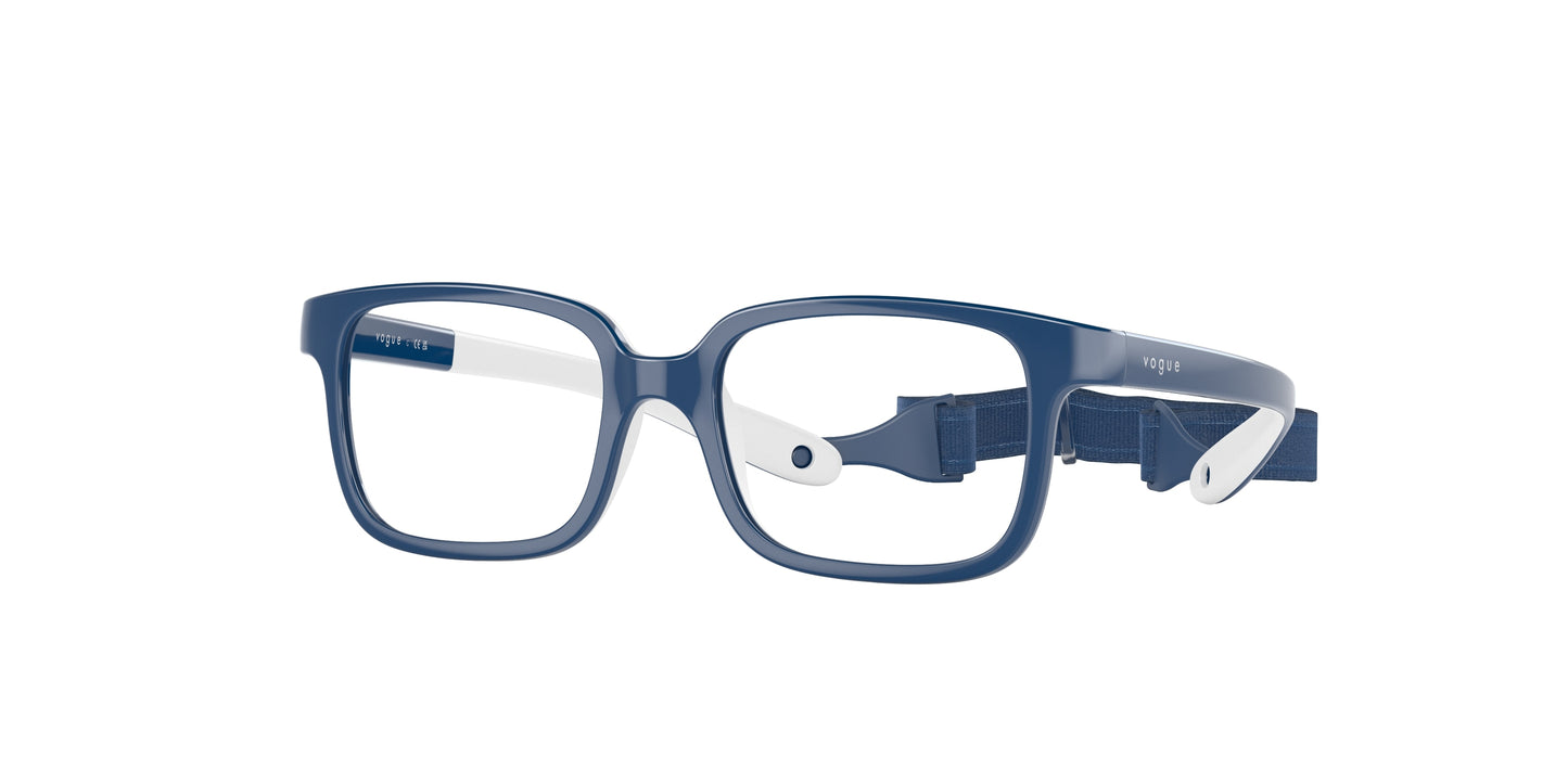 VOGUE JUNIOR OPHTHAL VY2016 Pillow Eyeglasses  2974-Blue On Cream Rubber 42-115-14 - Color Map Blue