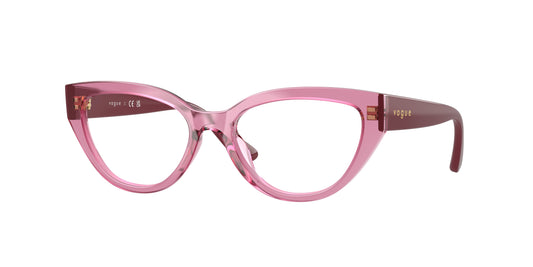 VOGUE JUNIOR OPHTHAL VY2031 Butterfly Eyeglasses  2613-Transparent Dark Rose 50-130-16 - Color Map Pink