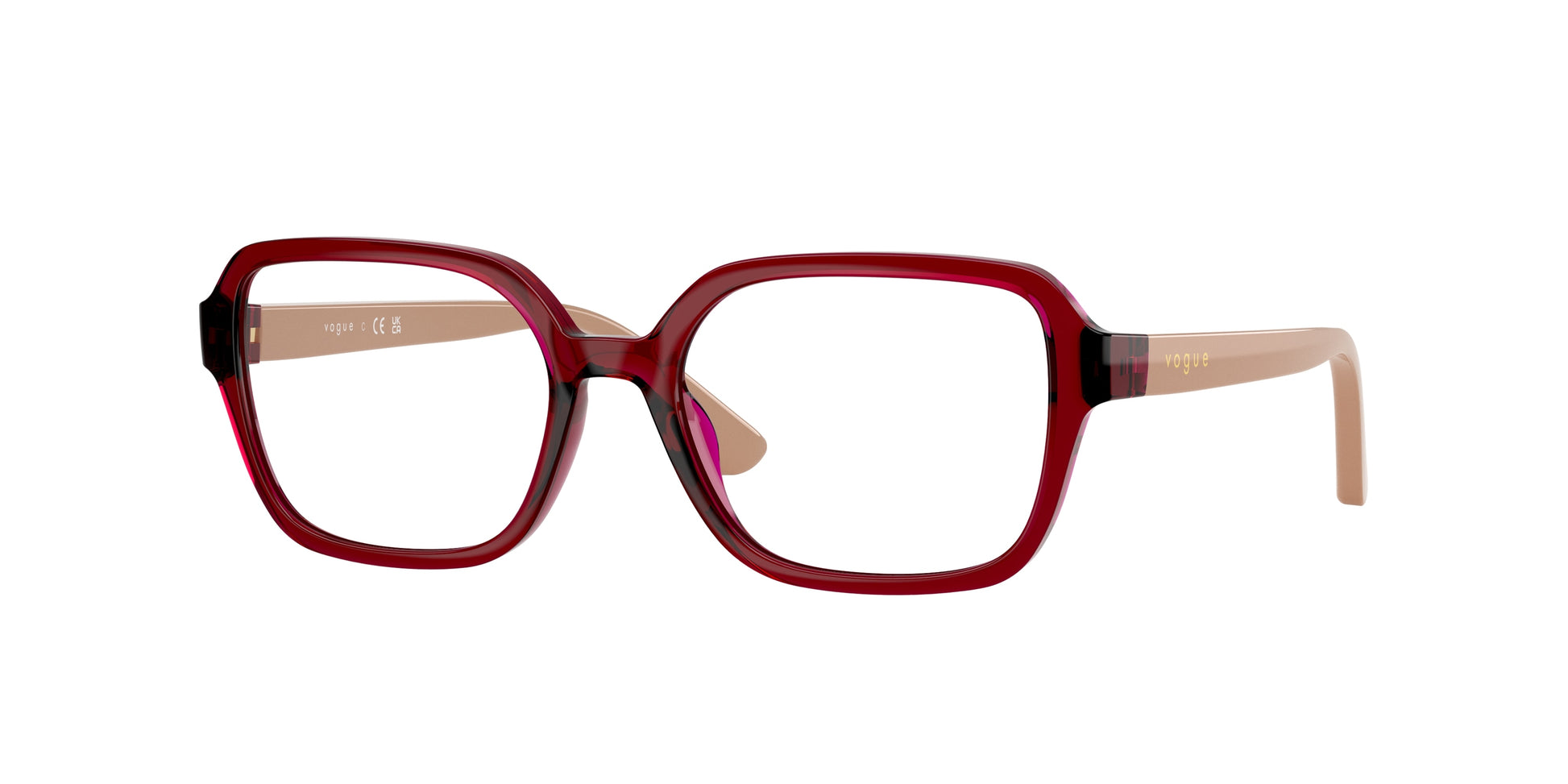 VOGUE JUNIOR OPHTHAL VY2032 Irregular Eyeglasses  3066-Transparent Dark Red 49-130-16 - Color Map Red