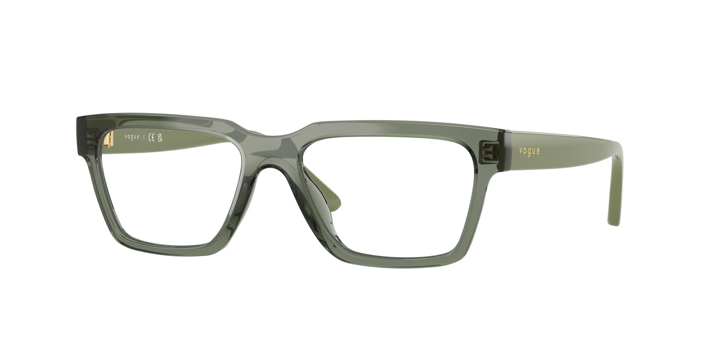 VOGUE JUNIOR OPHTHAL VY2040 Rectangle Eyeglasses  3086-Transparent Mallard Green 49-135-16 - Color Map Green