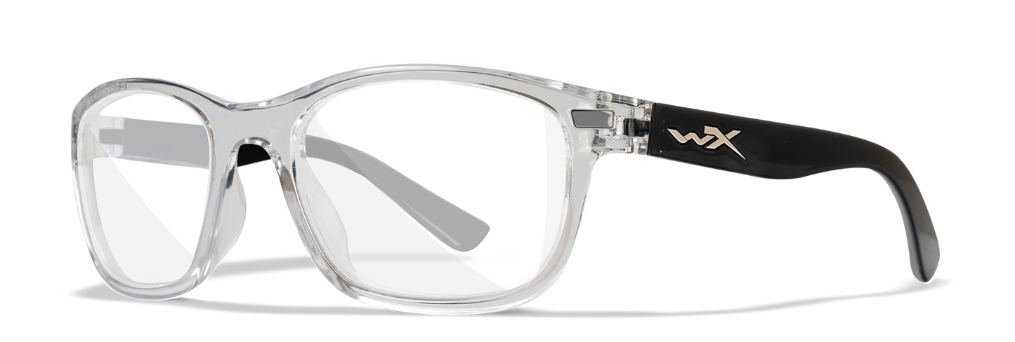 Wiley X WX HELIX Round Eyeglasses  Gloss Crystal Clear / Gloss Black Temple 54-19-125
