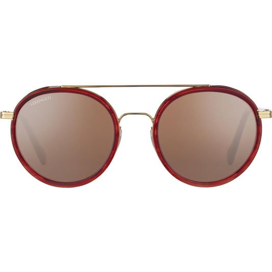 Serengeti Geary Sunglasses Bold Gold Red Streacky Acetate Medium, Large