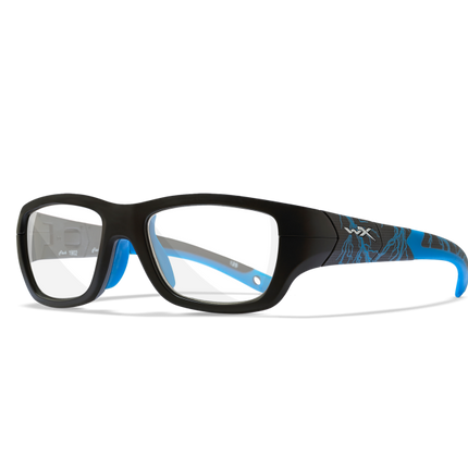 Wiley X YF FLASH Full Rim Eyeglasses Matte Black W/ Lightning / Electric Blue 48-17-125