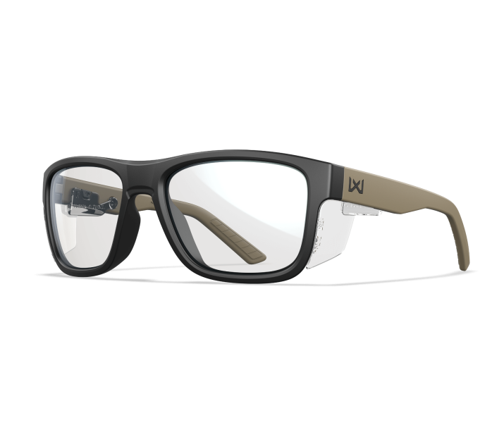 Wiley X WX OVATION Oval Sunglasses Matte Black Front Tan Temples 56-18-140