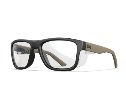 Wiley X WX OVATION Oval Sunglasses Matte Black Front Tan Temples 56-18-140