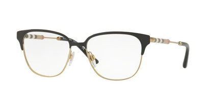 Burberry BE1313Q Square Eyeglasses  1237-BLACK/LIGHT GOLD 53-16-140 - Color Map black