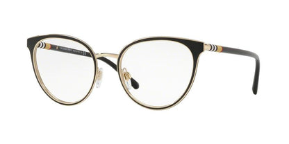 Burberry BE1324 Cat Eye Eyeglasses  1262-BLACK/LIGHT GOLD 52-19-140 - Color Map black