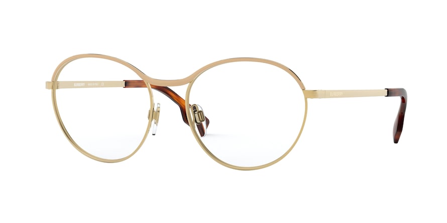 Burberry BE1337 Round Eyeglasses  1296-BEIGE/GOLD 53-17-140 - Color Map gold