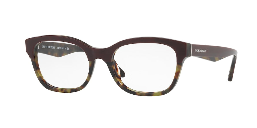 Burberry BE2257 Square Eyeglasses  3651-TOP BORDEAUX/GREEN HAVANA 53-18-140 - Color Map bordeaux