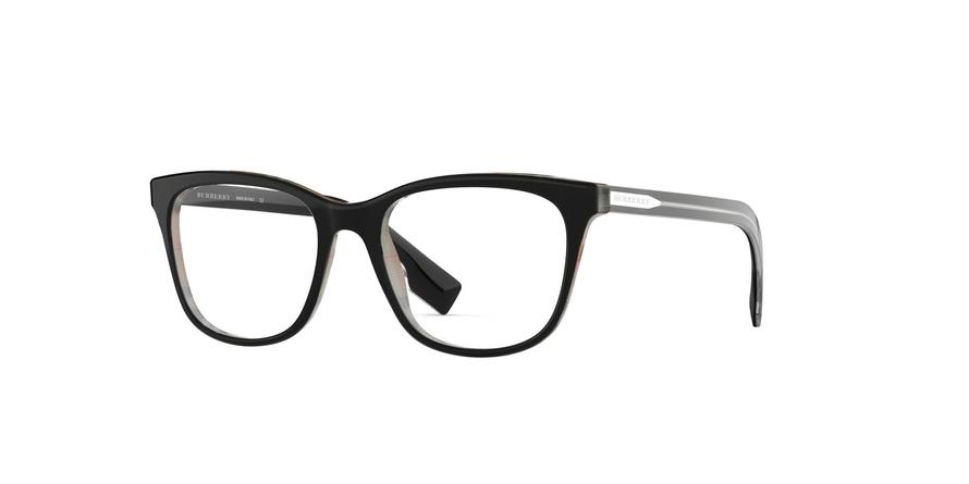 Burberry BE2284F Square Eyeglasses  3764-TOP BLACK ON VINTAGE CHECK 53-18-140 - Color Map black