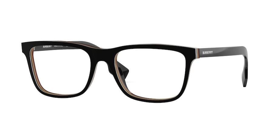 Burberry BE2292F Rectangle Eyeglasses  3798-CHECK MULTILAYER BLACK 55-18-145 - Color Map black