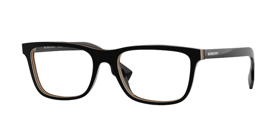 Burberry BE2292 Rectangle Eyeglasses  3798-CHECK MULTILAYER BLACK 55-18-145 - Color Map black
