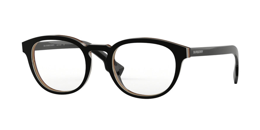 Burberry BE2293F Round Eyeglasses  3798-CHECK MULTILAYER BLACK 51-21-145 - Color Map black