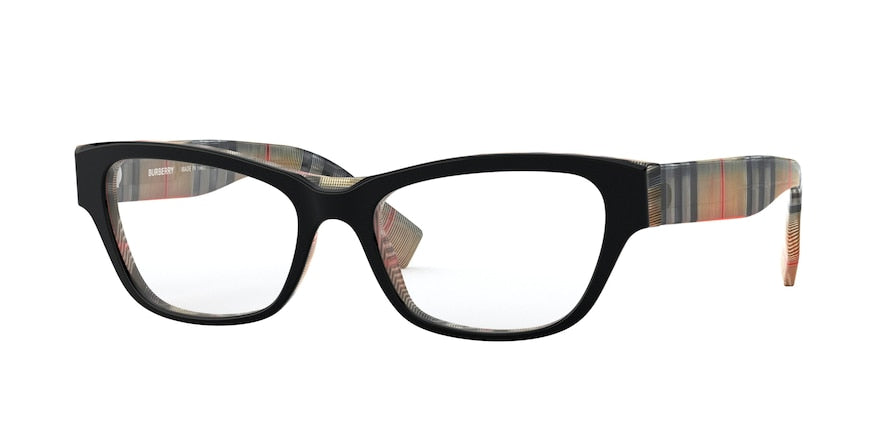 Burberry BE2302 Square Eyeglasses  3806-TOP BLACK ON VINTAGE CHECK 53-17-140 - Color Map black