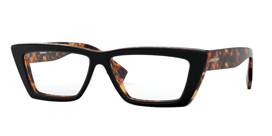 Burberry BE2305 Rectangle Eyeglasses  3810-TOP BLACK ON HAVANA 55-14-140 - Color Map black