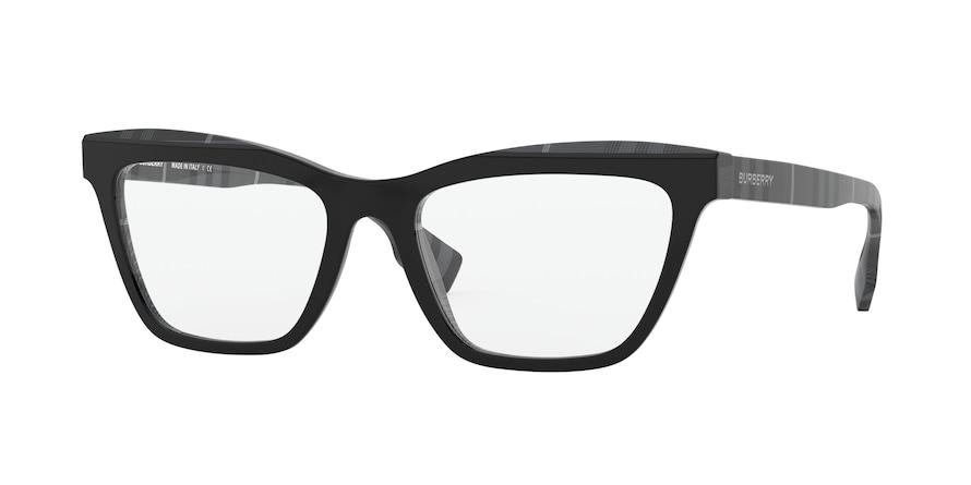 Burberry BE2309F Rectangle Eyeglasses  3829-TOP BLACK ON CHARCOAL CHECK 54-18-140 - Color Map black