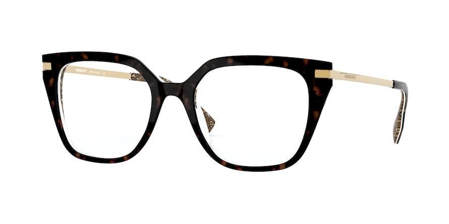 Burberry SEATON BE2310F Square Eyeglasses  3827-TOP S9 ON TB BROWN 52-19-140 - Color Map havana