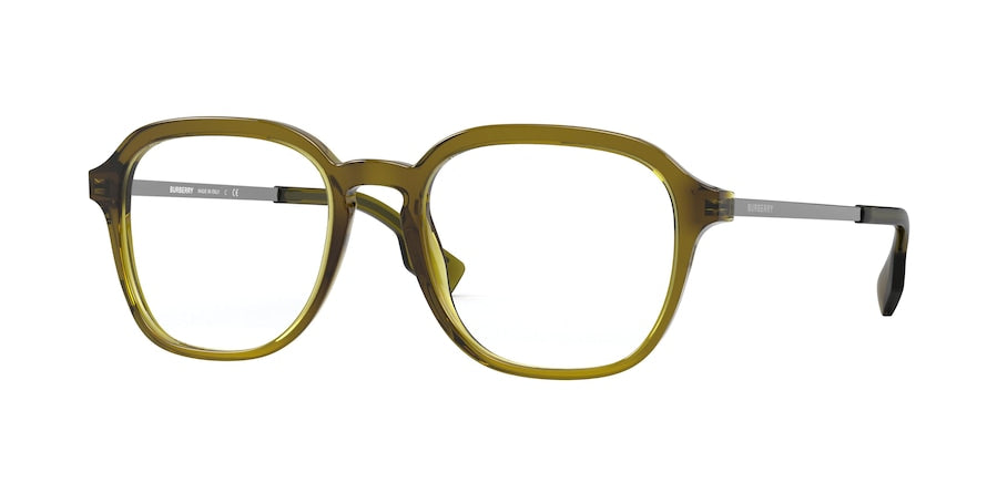 Burberry THEODORE BE2327 Square Eyeglasses  3356-TRANSPARENT OLIVE 52-19-145 - Color Map green