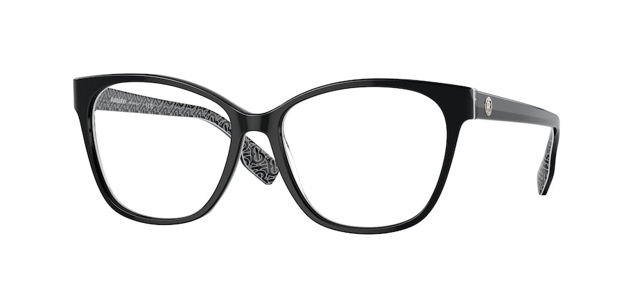 Burberry CAROLINE BE2345 Square Eyeglasses  3977-BLACK/PRINT TB/CRYSTAL 54-15-140 - Color Map black