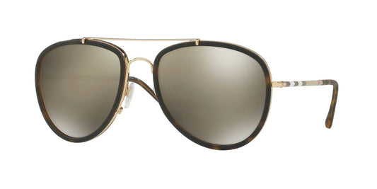 Burberry BE3090Q Pilot Sunglasses  10525A-BRUSHED GOLD/MT DARK HAVANA 58-18-145 - Color Map havana