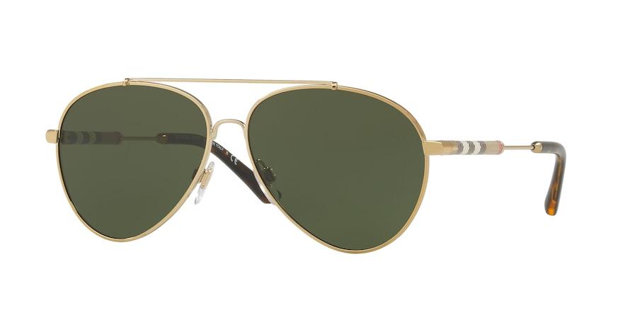Burberry BE3092QF Pilot Sunglasses  114571-LIGHT GOLD 60-13-140 - Color Map gold