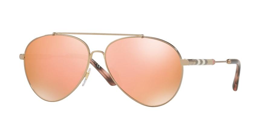 Burberry BE3092QF Pilot Sunglasses  12437J-GOLD 60-13-140 - Color Map gold