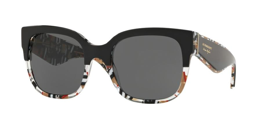 Burberry BE4271F Square Sunglasses  372987-TOP BLACK ON CHECK 56-21-145 - Color Map black
