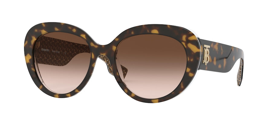 Burberry ROSE BE4298 Cat Eye Sunglasses  382713-TOP DARK HAVANA ON TB BROWN 54-18-140 - Color Map havana