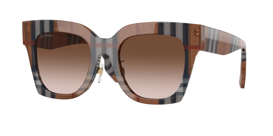 Burberry KITTY BE4364F Square Sunglasses  396713-CHECK BROWN 51-21-145 - Color Map brown