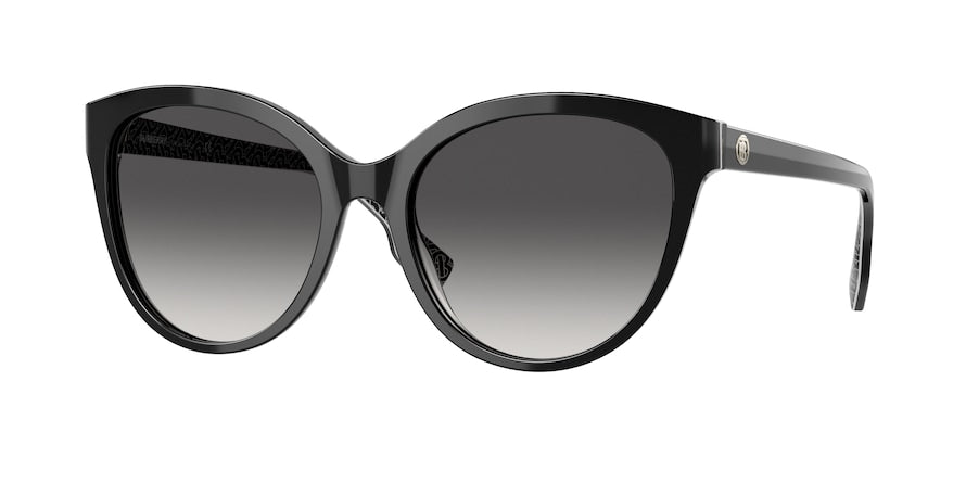 Burberry BETTY BE4365 Cat Eye Sunglasses  39778G-BLACK ON PRINT TB/CRYSTAL 55-18-140 - Color Map black
