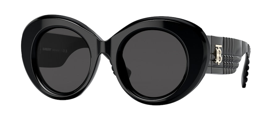 Burberry MARGOT BE4370U Round Sunglasses  300187-BLACK 49-22-140 - Color Map black
