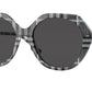 Burberry VANESSA BE4375F Irregular Sunglasses  400487-CHECK WHITE/BLACK 57-18-140 - Color Map black