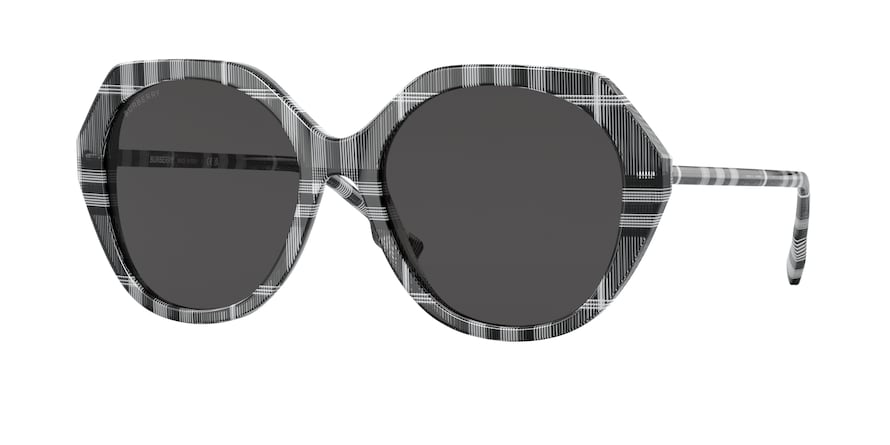 Burberry VANESSA BE4375F Irregular Sunglasses  400487-CHECK WHITE/BLACK 57-18-140 - Color Map black