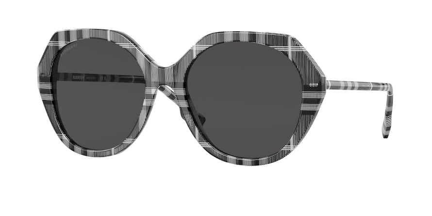 Burberry VANESSA BE4375 Irregular Sunglasses  400487-CHECK WHITE/BLACK 55-18-140 - Color Map black