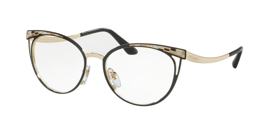 Bvlgari BV2186 Cat Eye Eyeglasses  2018-BLACK/PALE GOLD 53-17-140 - Color Map black