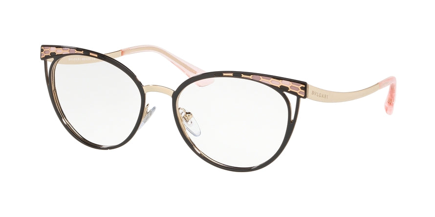 Bvlgari BV2186 Cat Eye Eyeglasses  2033-BLACK/PINK GOLD 53-17-140 - Color Map black