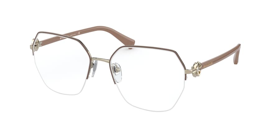 Bvlgari BV2224B Irregular Eyeglasses  2036-PALE GOLD/BEIGE 54-17-140 - Color Map light brown