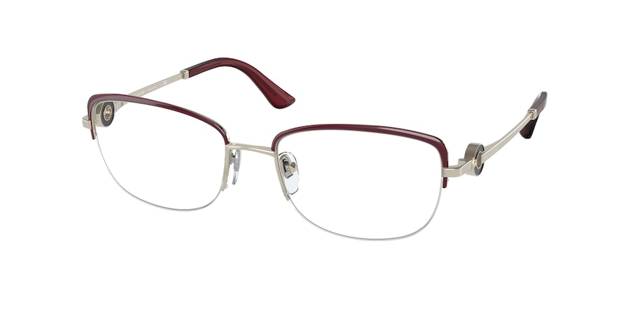 Bvlgari BV2225B Rectangle Eyeglasses  2054-PALE GOLD/RED 55-18-140 - Color Map red