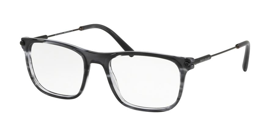 Bvlgari BV3037 Rectangle Eyeglasses  5435-STRIPED GREY/MT STRIPED GREY 54-19-140 - Color Map grey