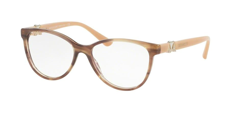 Bvlgari BV4119B Oval Eyeglasses  5240-STRIPED BROWN 54-15-140 - Color Map brown