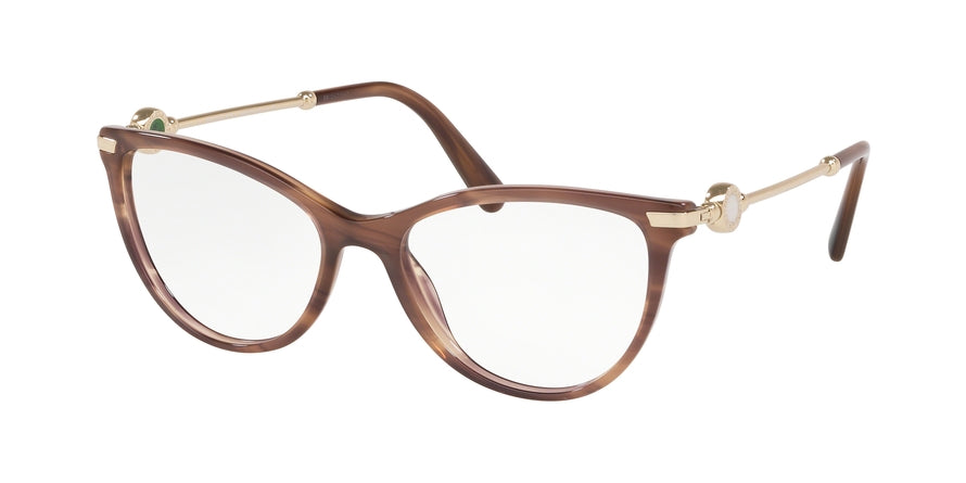 Bvlgari BV4162 Cat Eye Eyeglasses  5240-STRIPED BROWN 54-17-140 - Color Map brown