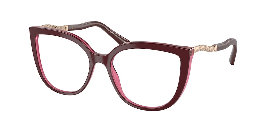 Bvlgari BV4214B Cat Eye Eyeglasses  5469-BORDEAUX ON TRANSPARENT RED 54-17-140 - Color Map purple/reddish