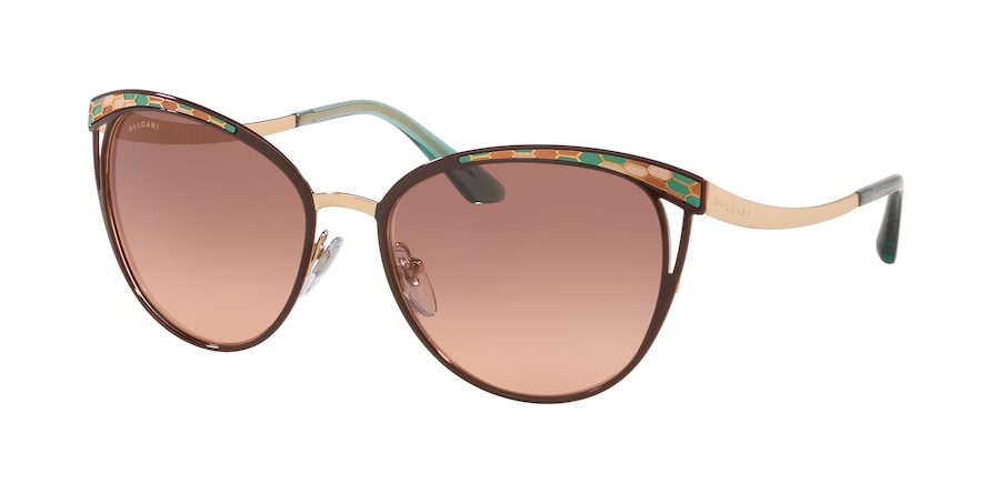 Bvlgari BV6083 Phantos Sunglasses  201413-BROWN/PINK GOLD 56-17-140 - Color Map gold