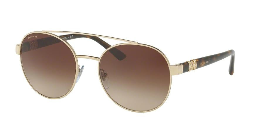 Bvlgari BV6085B Round Sunglasses  278/13-PALE GOLD 55-18-140 - Color Map gold