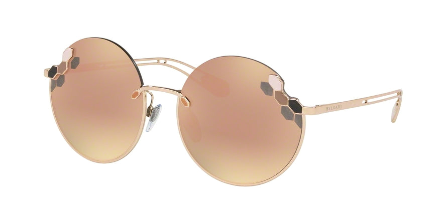 Bvlgari BV6124 Round Sunglasses  20144Z-PINK GOLD 57-18-140 - Color Map gold