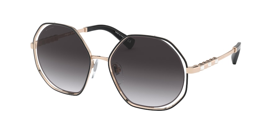 Bvlgari BV6144KB Irregular Sunglasses  20568G-BLACK/PINK GOLD PLATED 55-17-140 - Color Map black